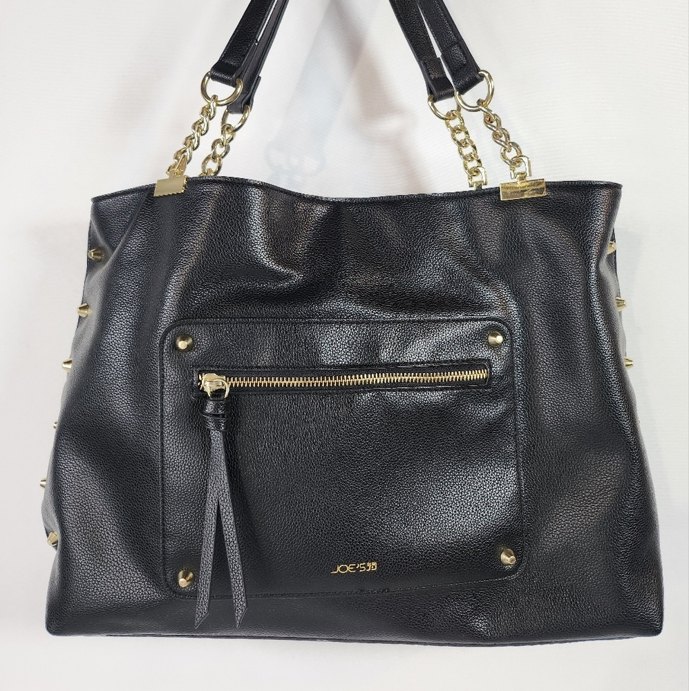 Joe's Jeans Black Vegan Faux Leather Emerson Tote Bag